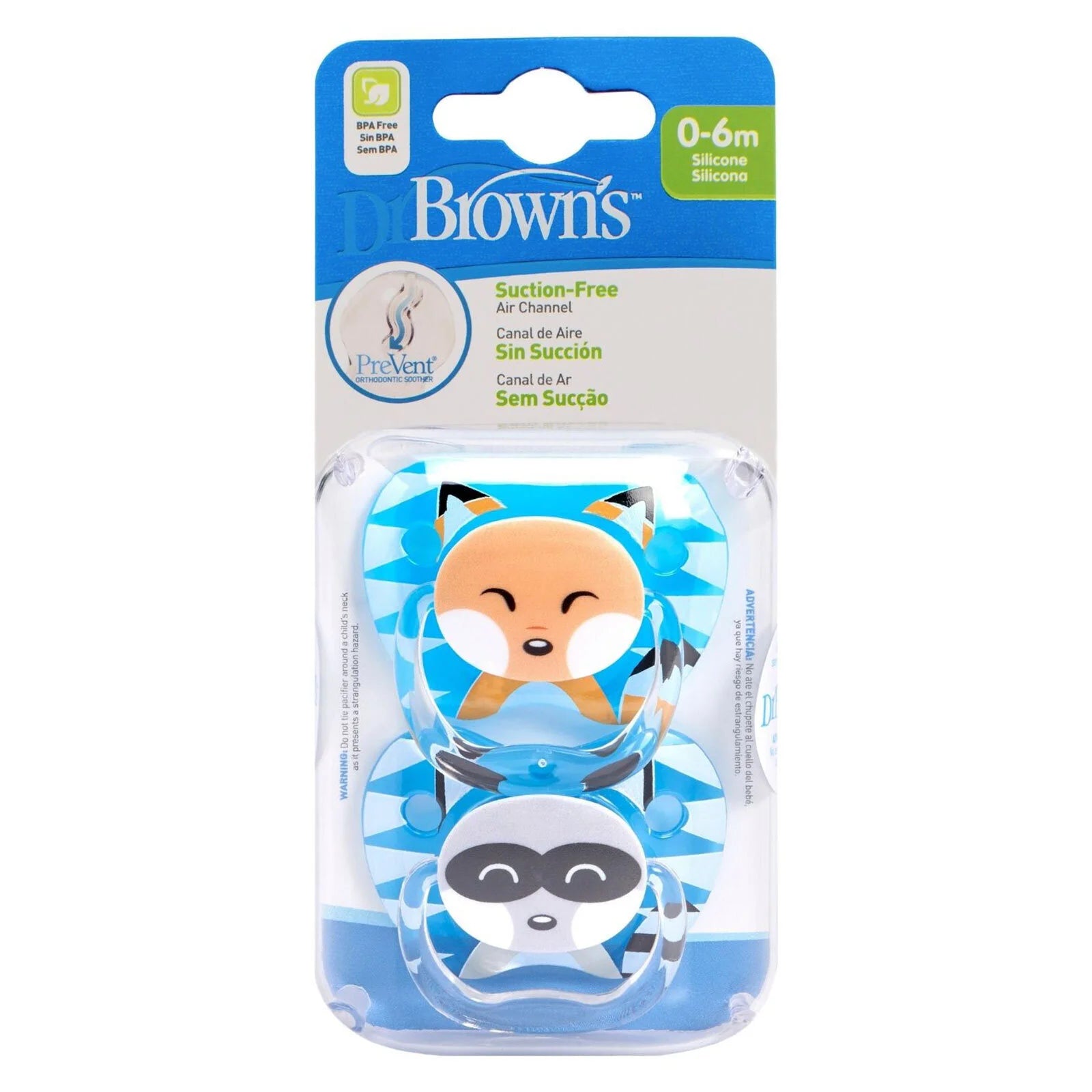 Dr. Brown's Prevent Soothers Animal Faces 0 - 6 months Assorted - Blue - ebebek - Black Friday
