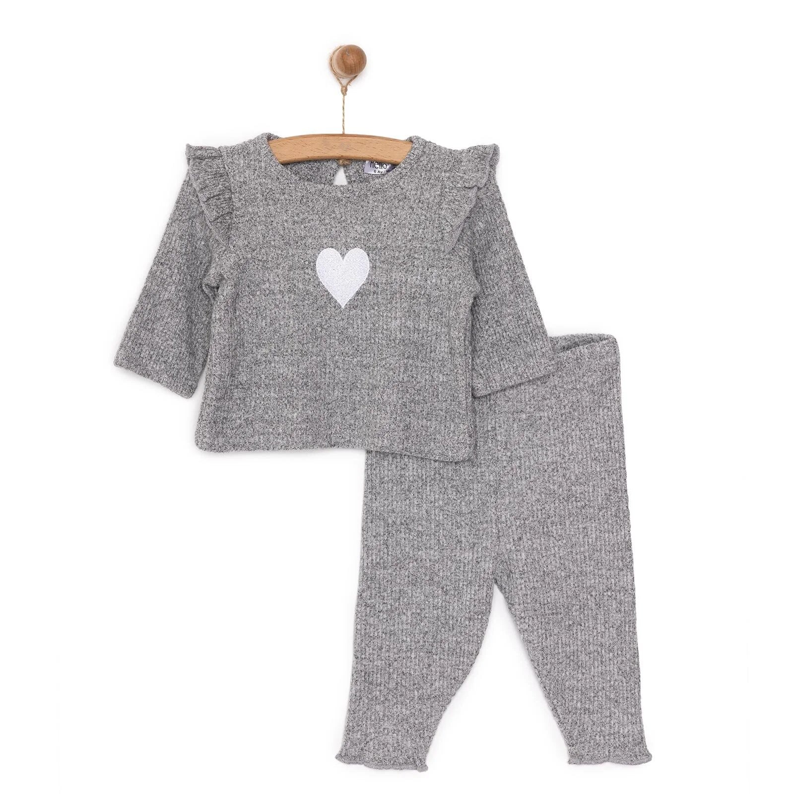 HelloBaby Basic Baby Girl Blouse - Tights - Light Grey - ebebek - Black Friday