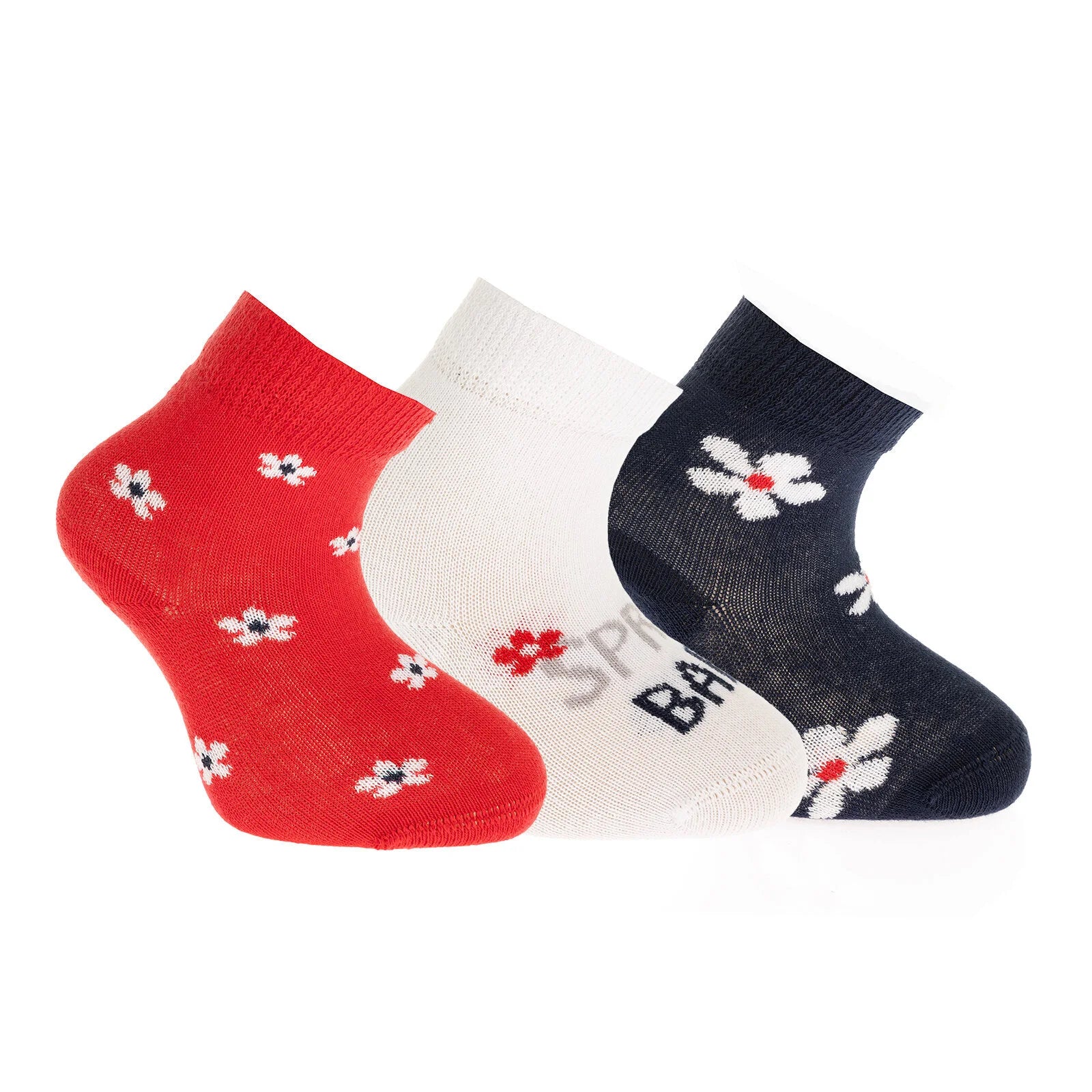 Step Flower Socks 3 Pcs - Red - ebebek - Black Friday
