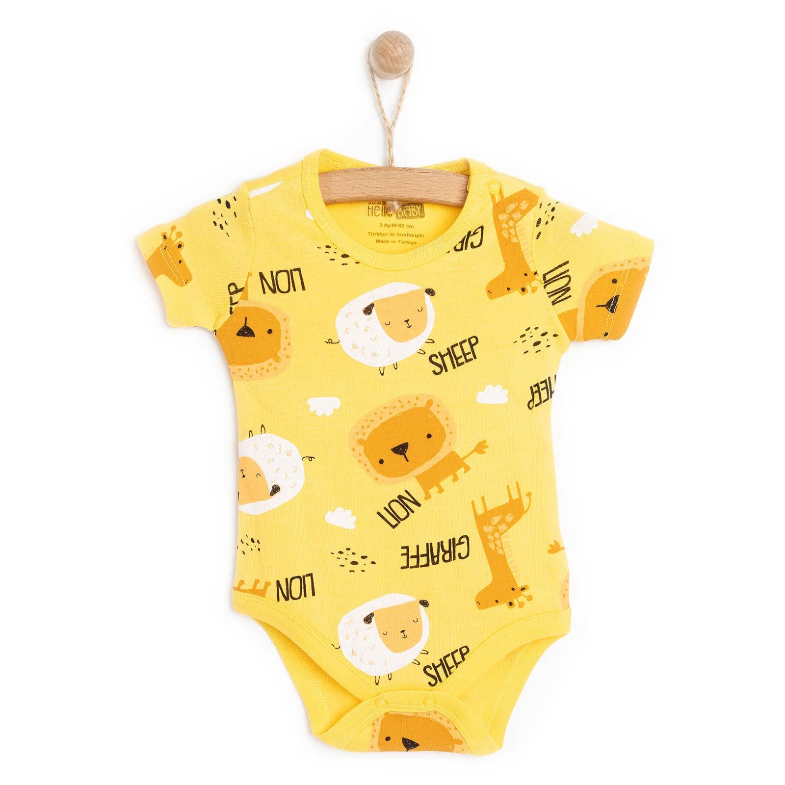 HelloBaby Boy Short Sleeve Bodysuit - Yellow - ebebek - Black Friday