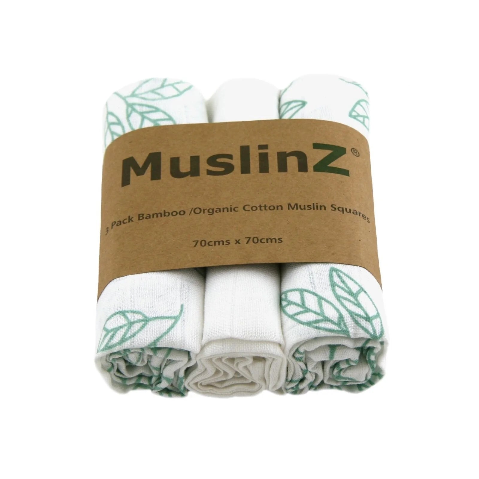 MuslinZ Bamboo/Organic Cotton Muslin Set - Aqua Leaf - ebebek - Black Friday