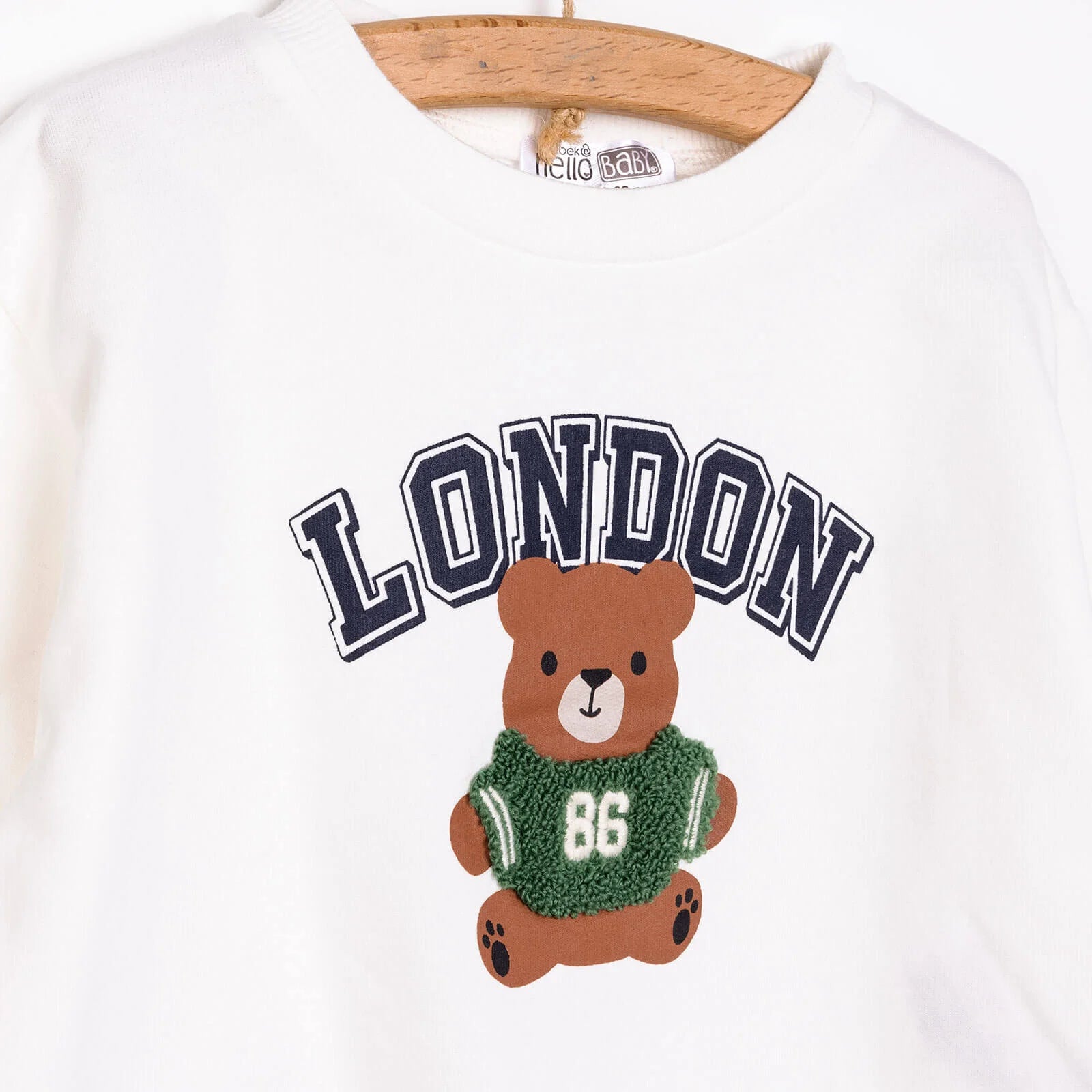 HelloBaby Baby Boy Sweatshirt - Ecru - ebebek - Black Friday