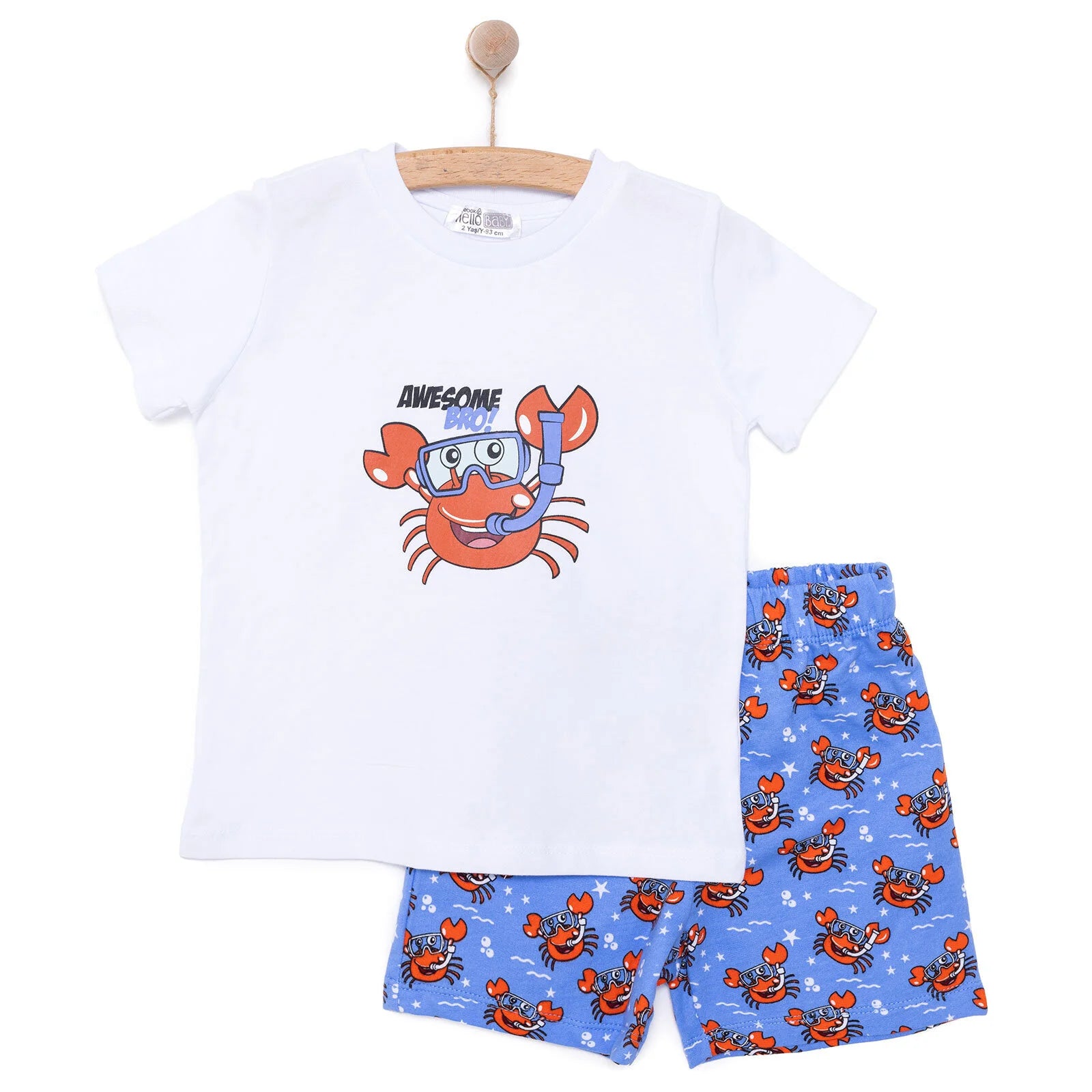 HelloBaby Basic Boy Crab Printed Tshirt - White - ebebek - Black Friday