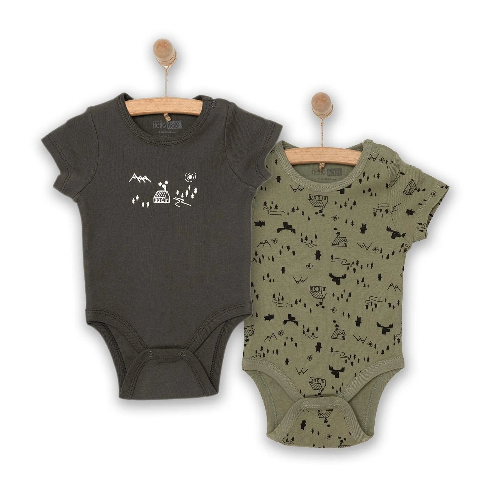HelloBaby Baby Boy Short Sleeve Body 2 Pcs - Khaki - ebebek - Black Friday