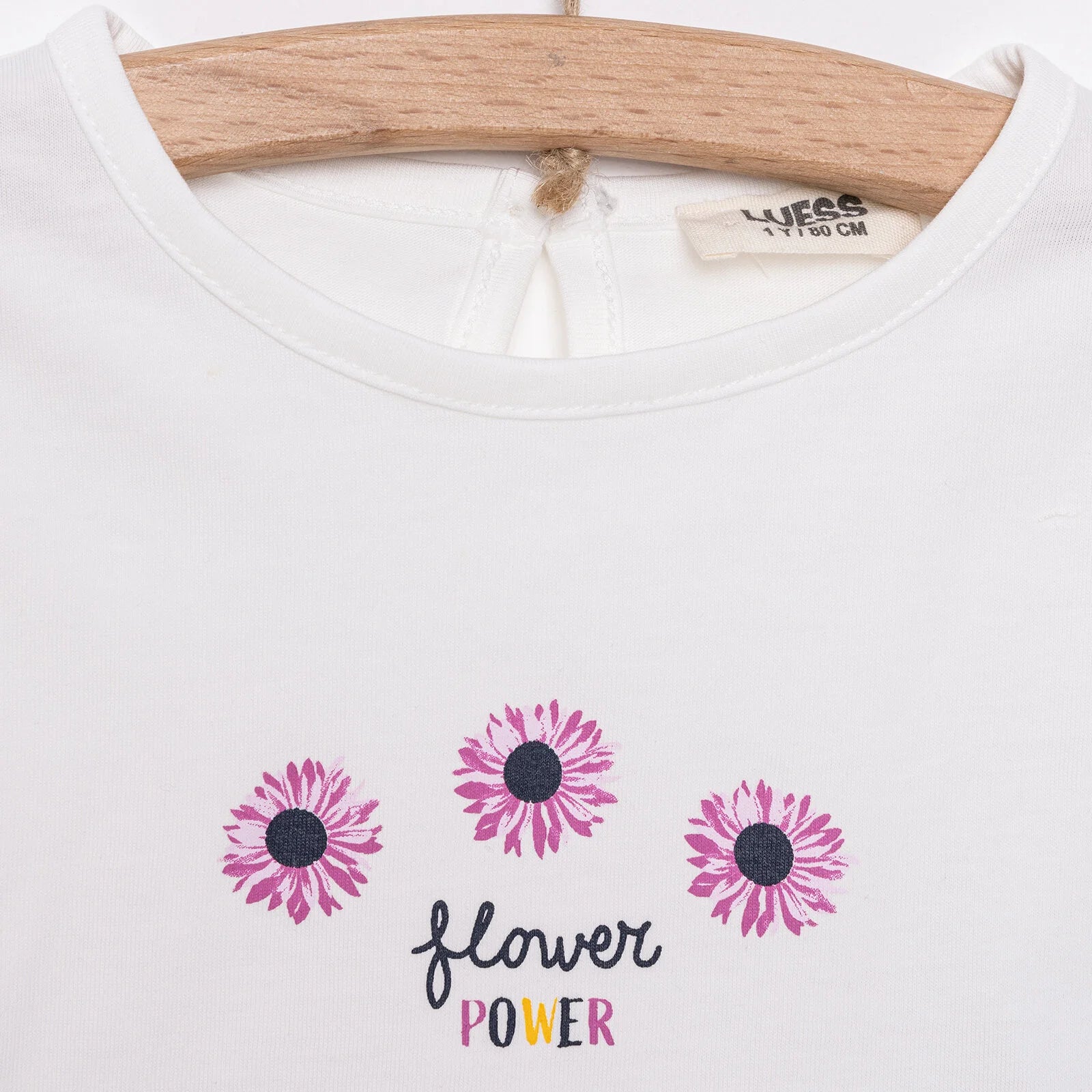 Luess Girl Flower Patterned T-shirt & Leggings - Ecru - ebebek - Black Friday