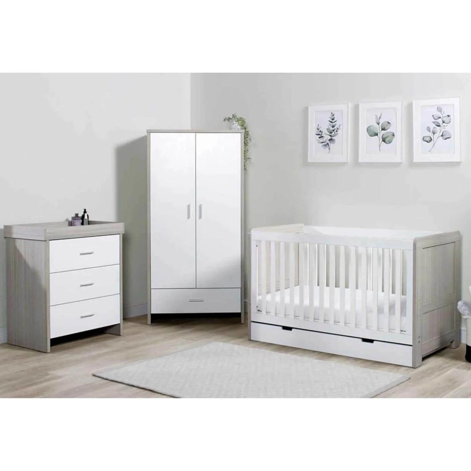 Ickle Bubba Pembrey Furniture Set Under Drawer Ash Grey & White 3 pcs - Premium Pocket Sprung Mattress - ebebek - Black Friday