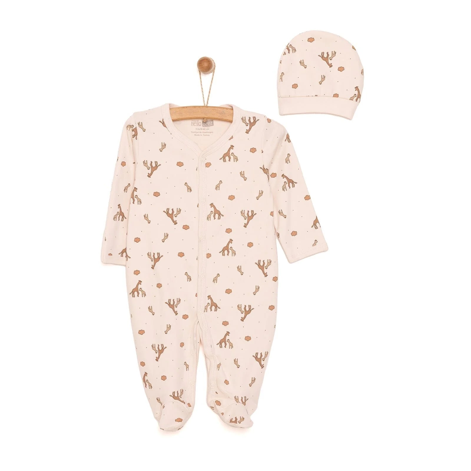 HelloBaby Newborn Girl Jumpsuit - Hat - Beige - ebebek - Black Friday