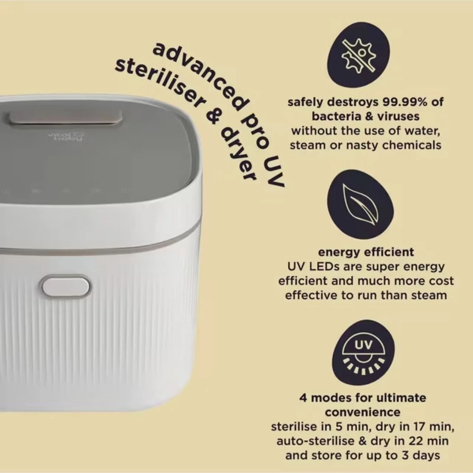 Vital Baby Advanced Pro UV Steriliser & Dryer (3rd Gen) - Arctic White - ebebek - Christmas