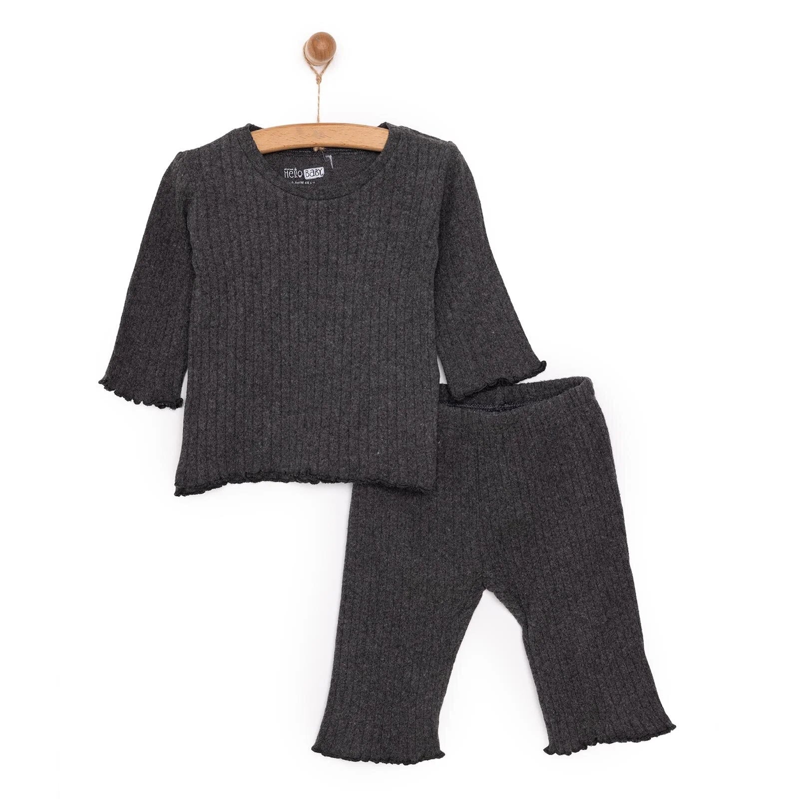 HelloBaby Girl Long Sleeve Pyjamas Set - Dark Grey - ebebek - Black Friday