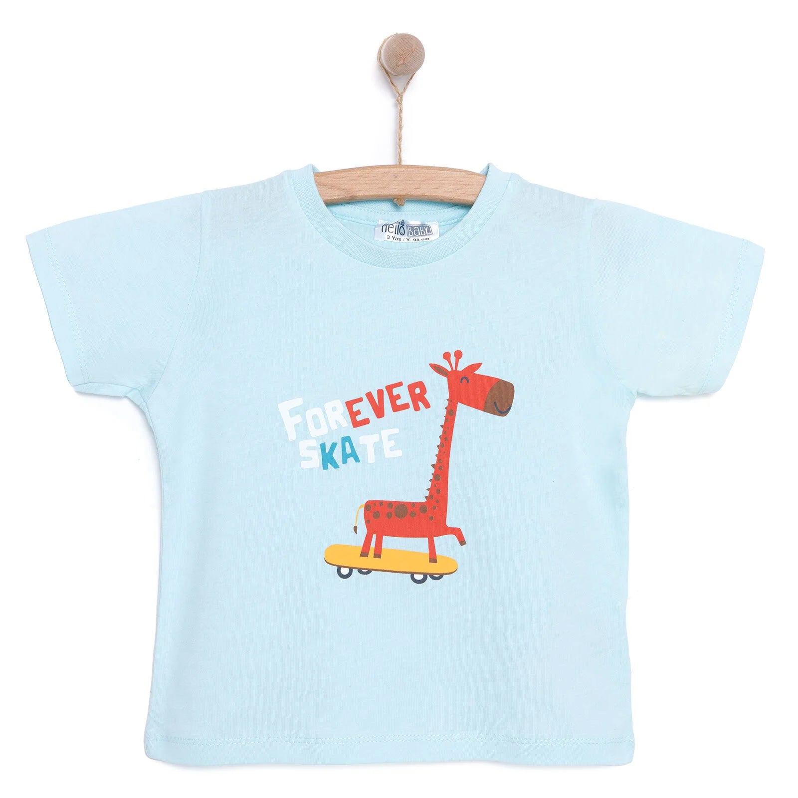 HelloBaby Basic Giraffe Printed Tshirt - Light Blue - ebebek - Black Friday