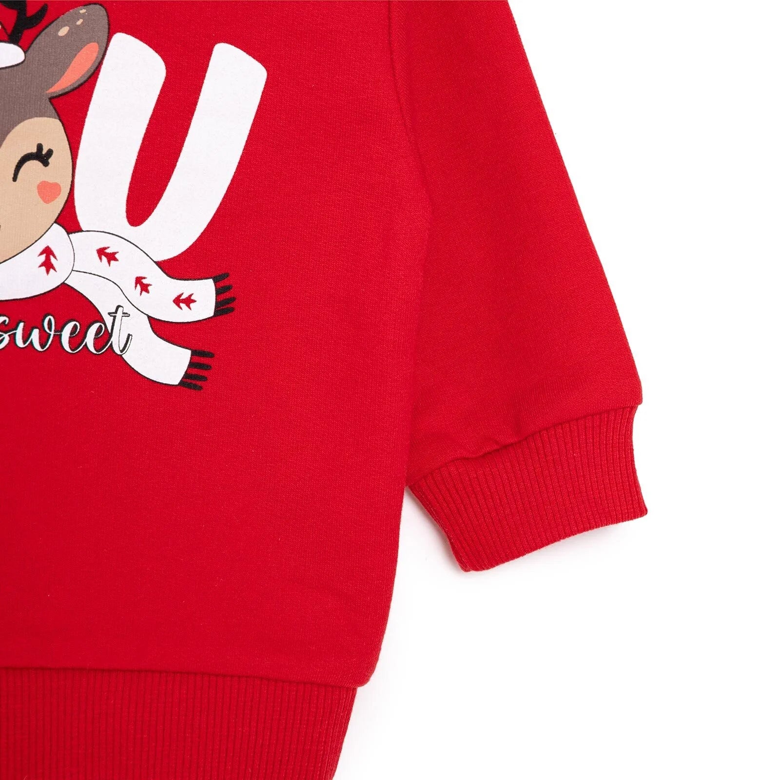 HelloBaby Christmas Baby Girl Low Raised Deer Printed Sweatshirt - Red - ebebek - Black Friday