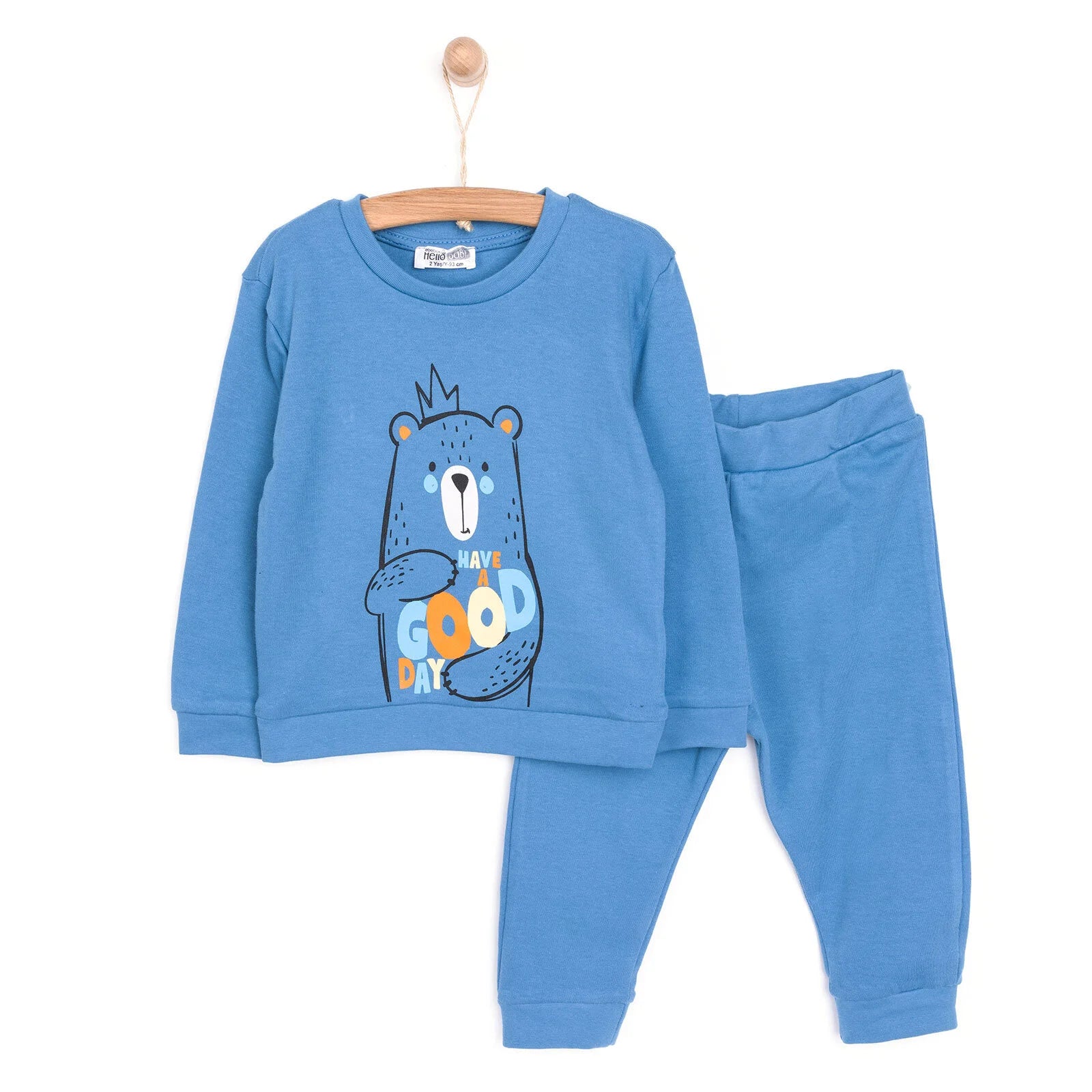 HelloBaby Basic Boy Bear Printed Jogging - Sax Blue - ebebek - Black Friday