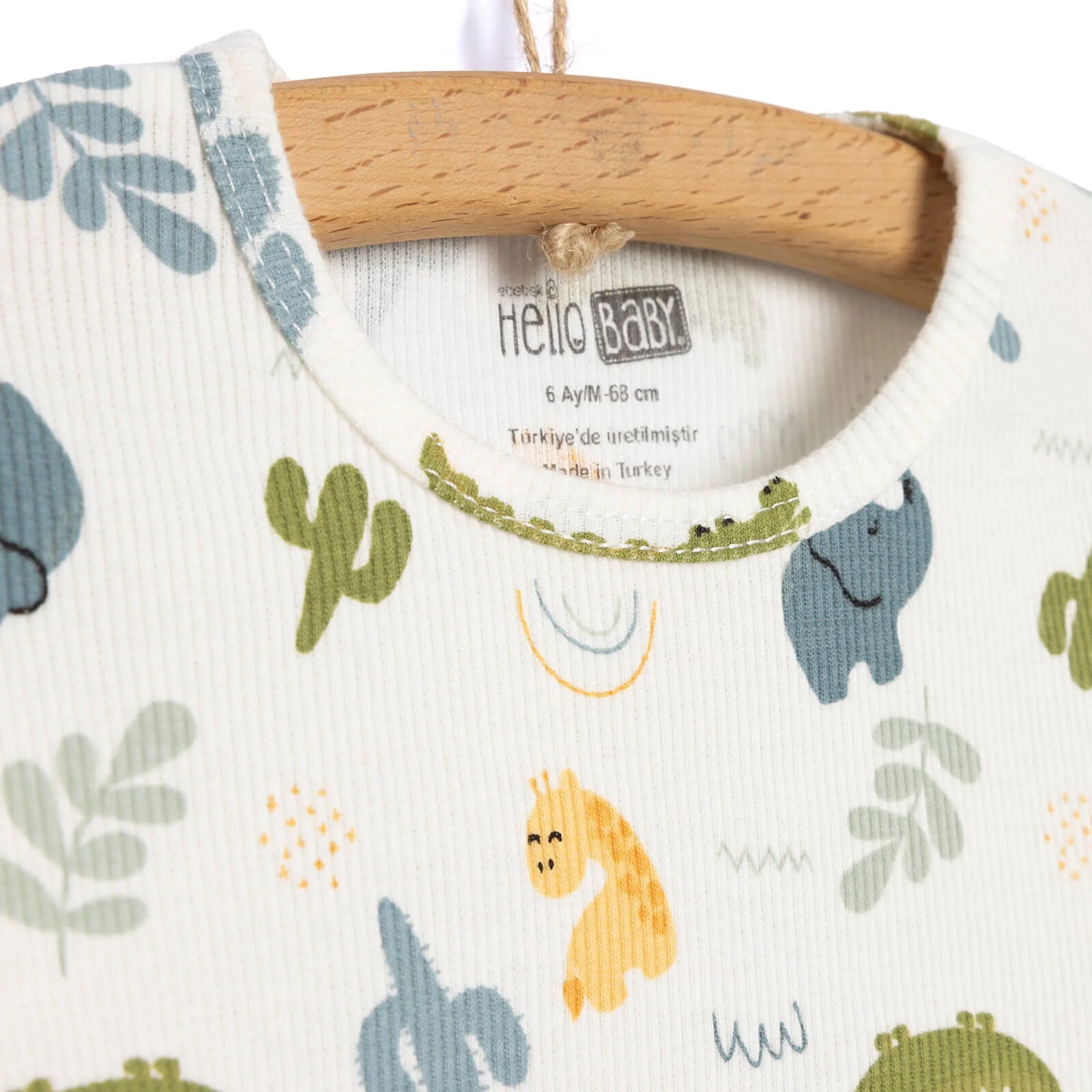 HelloBaby Baby Boy Elephant Printed Long Sleeve Pyjamas 2 pcs - Ecru - ebebek - Black Friday