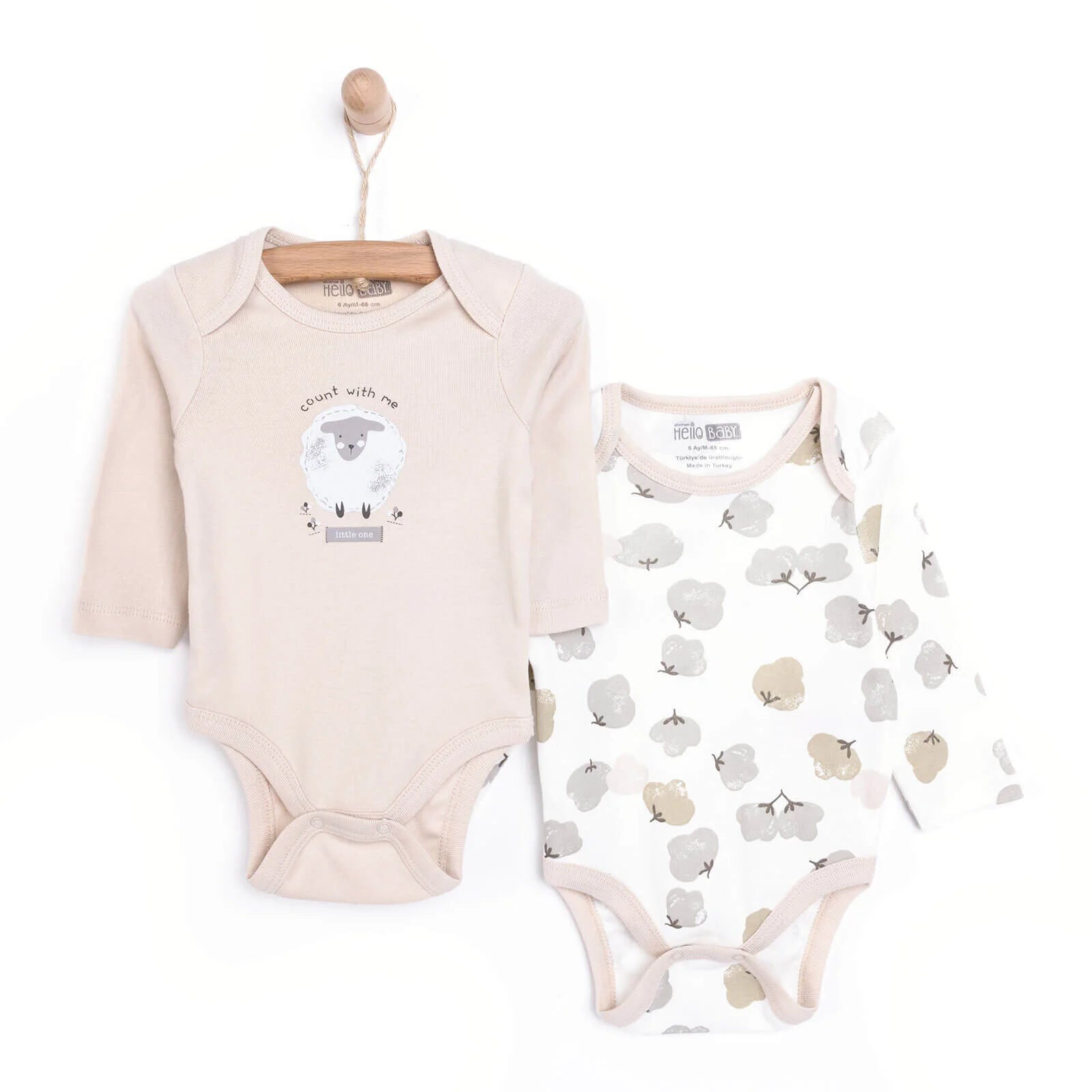 HelloBaby Baby Girl Long Sleeve Bodysuit 2 pcs - Beige - ebebek - Black Friday