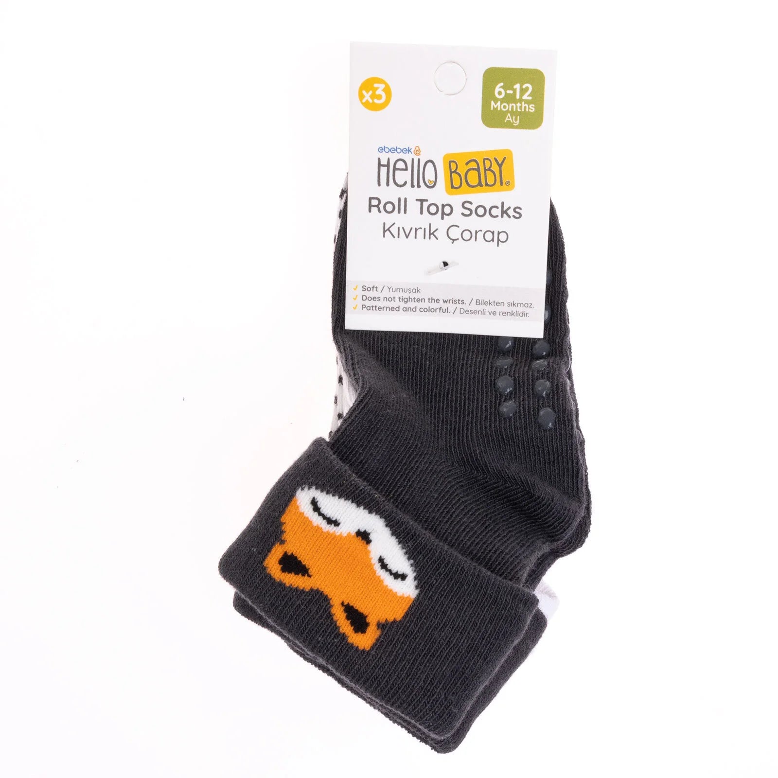 HelloBaby Boy Baby Socks 3 Pack - Dark Grey - ebebek - Black Friday