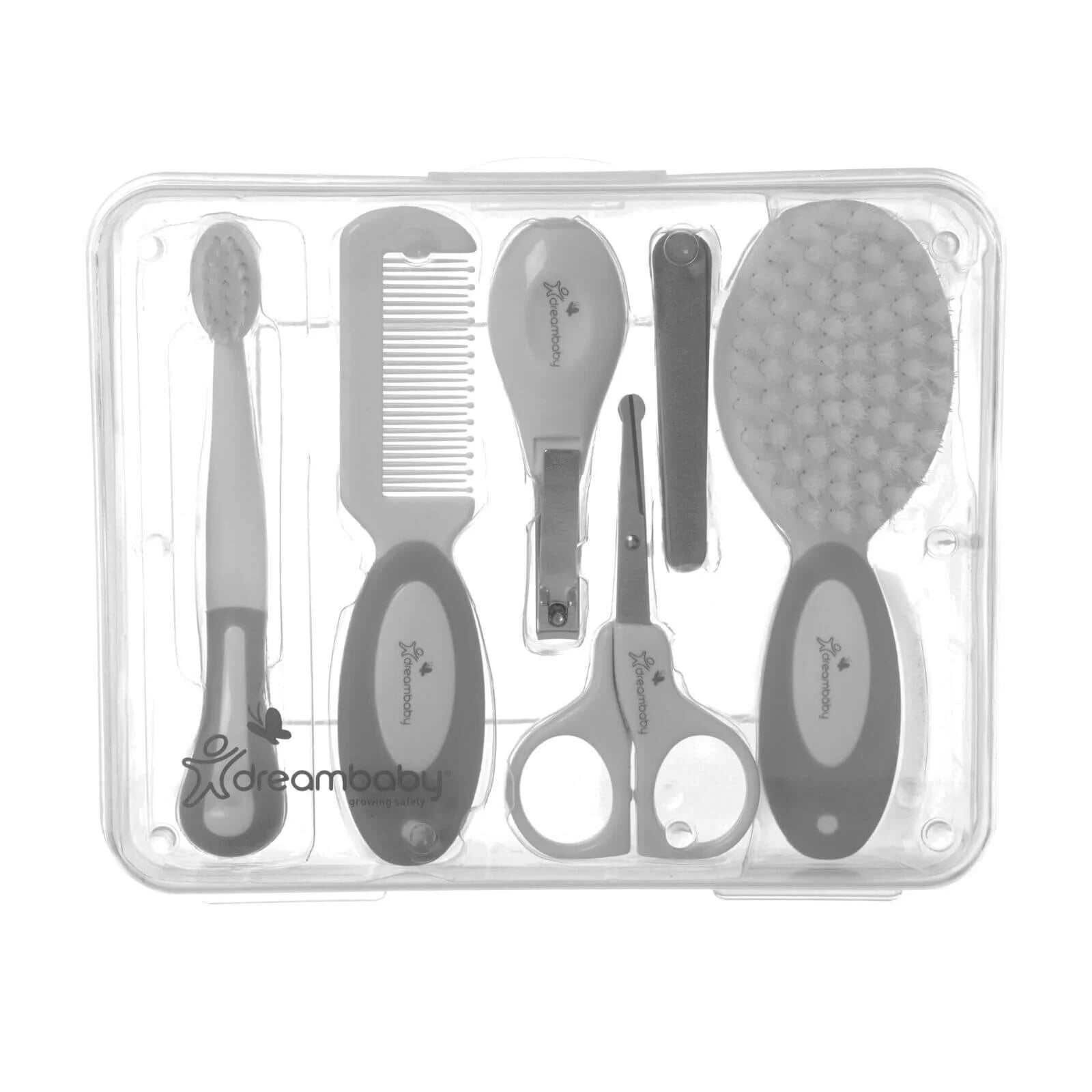Dreambaby Essentials Deluxe (Ergo Handle) 10 pcs Grooming Kit in Clear Hard Case - Grey - ebebek - Black Friday