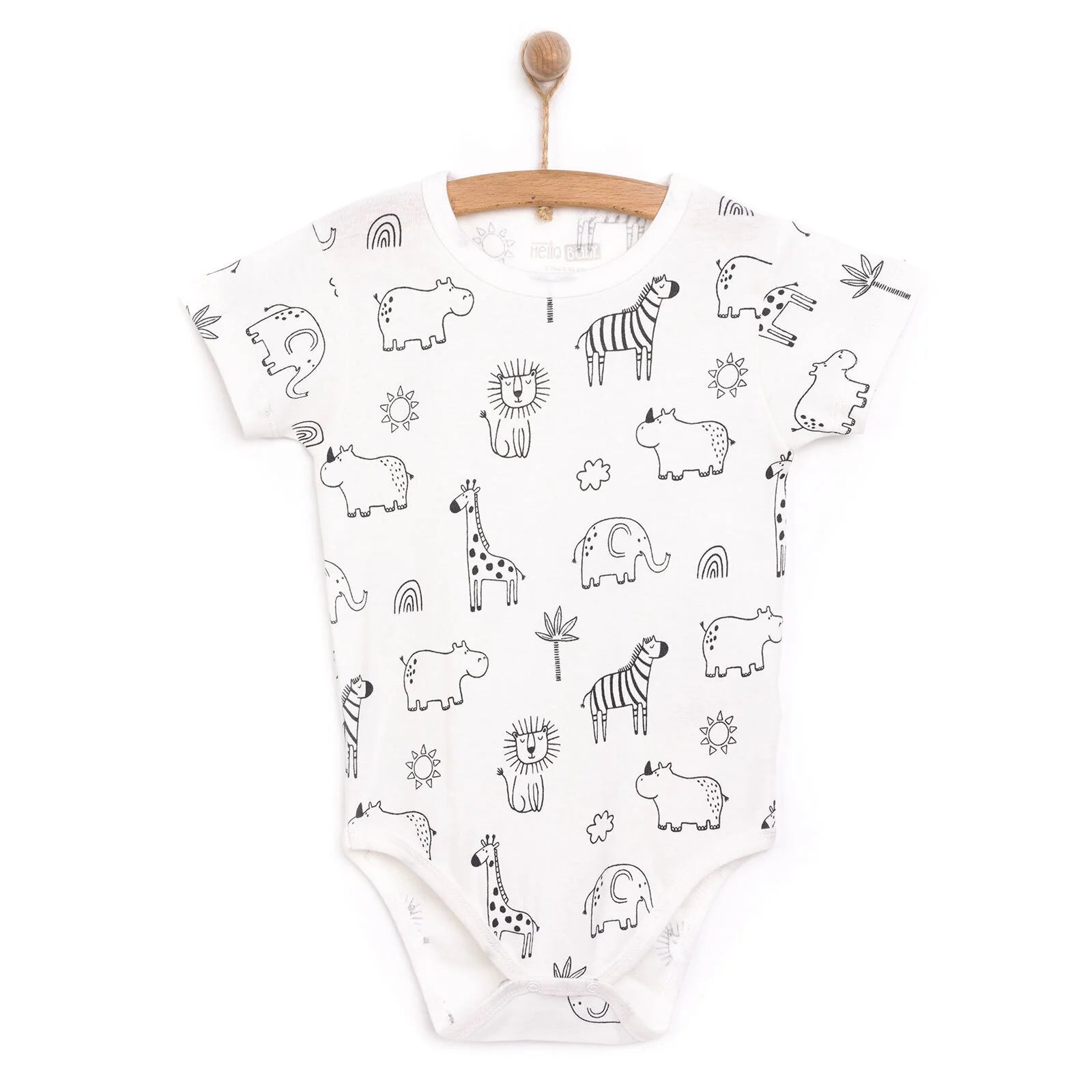 HelloBaby Boy Short Sleeve Bodysuit - Ecru - ebebek - Black Friday