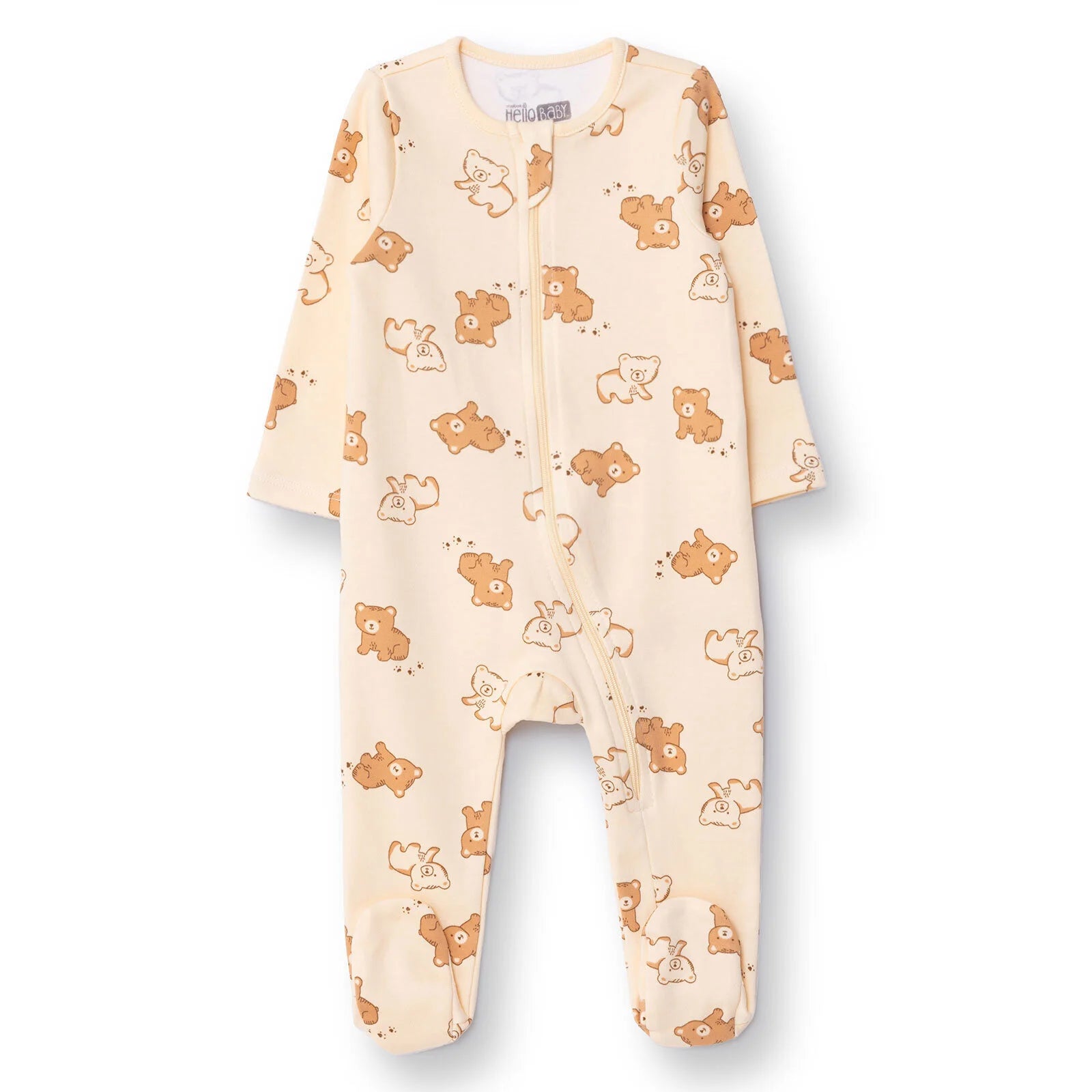 HelloBaby Newborn Footed Jumpsuit - Beige Printed - ebebek - Black Friday