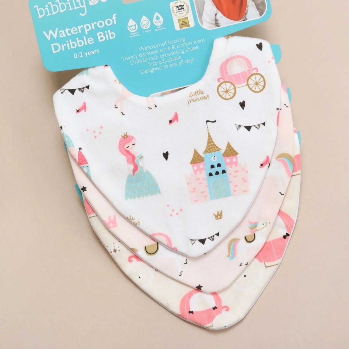 Bibbilyboo Waterproof Dribble Bib Pack of 3 - Princess - ebebek - Black Friday