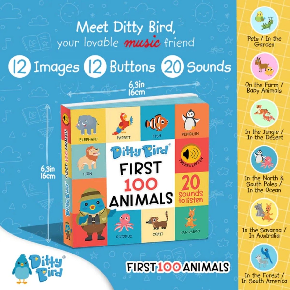 Ditty Bird First 100 Animals Book - ebebek - Black Friday
