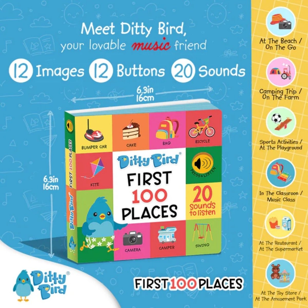 Ditty Bird First 100 Places Book - ebebek - Black Friday