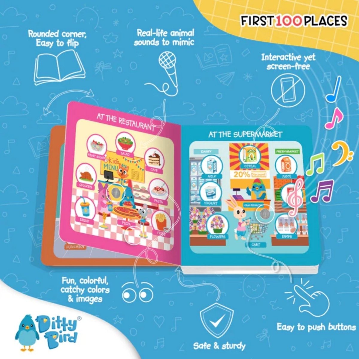 Ditty Bird First 100 Places Book - ebebek - Black Friday