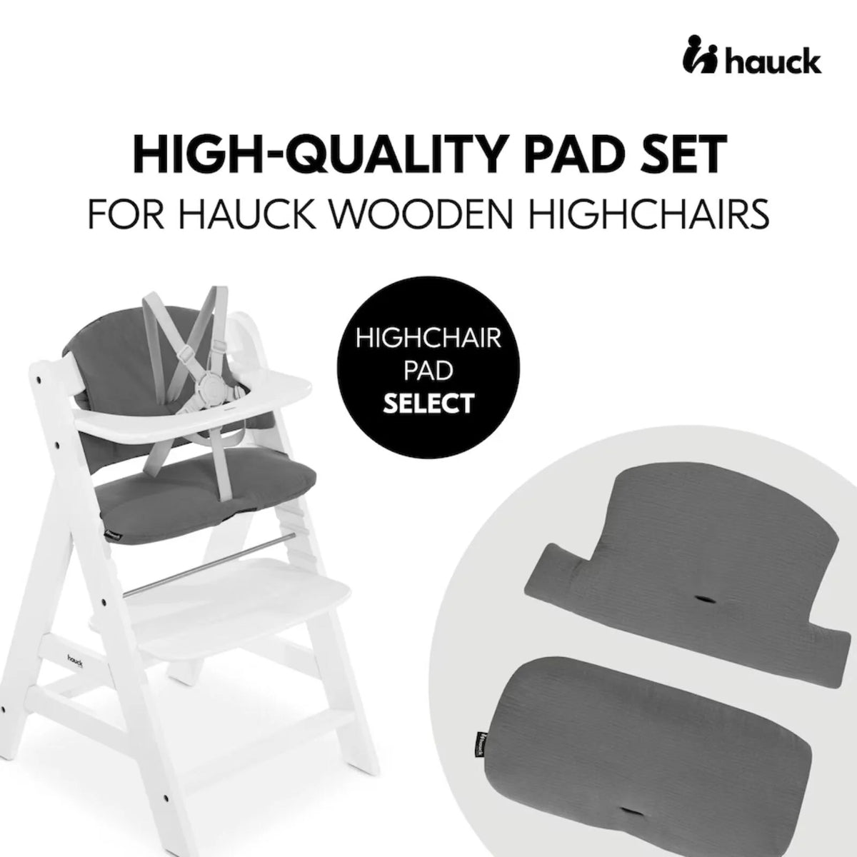 Hauck Highchair Pad Select - Muslin Dark Grey