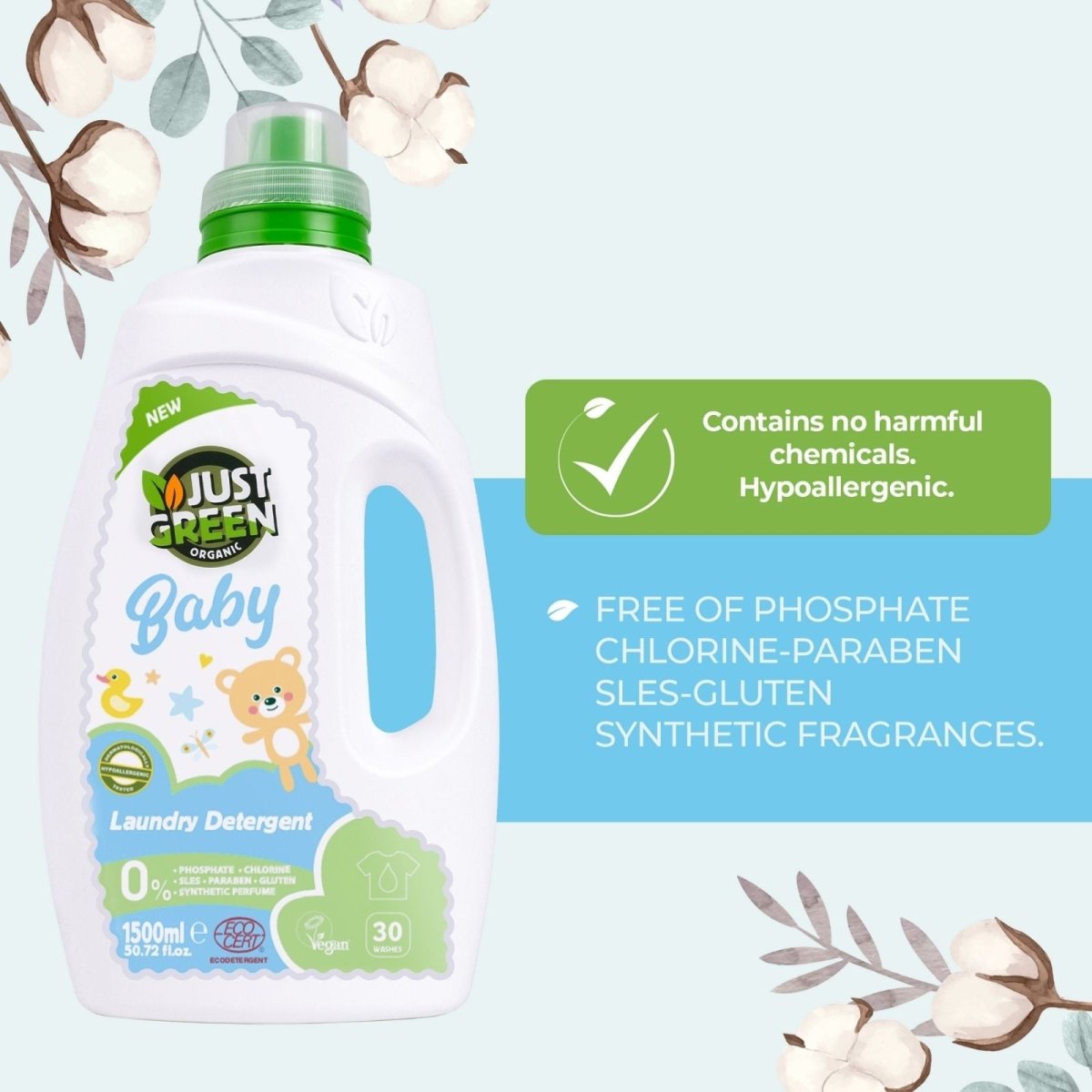 Just Green Organic Baby Laundry Liquid 1500ml - ebebek - Black Friday