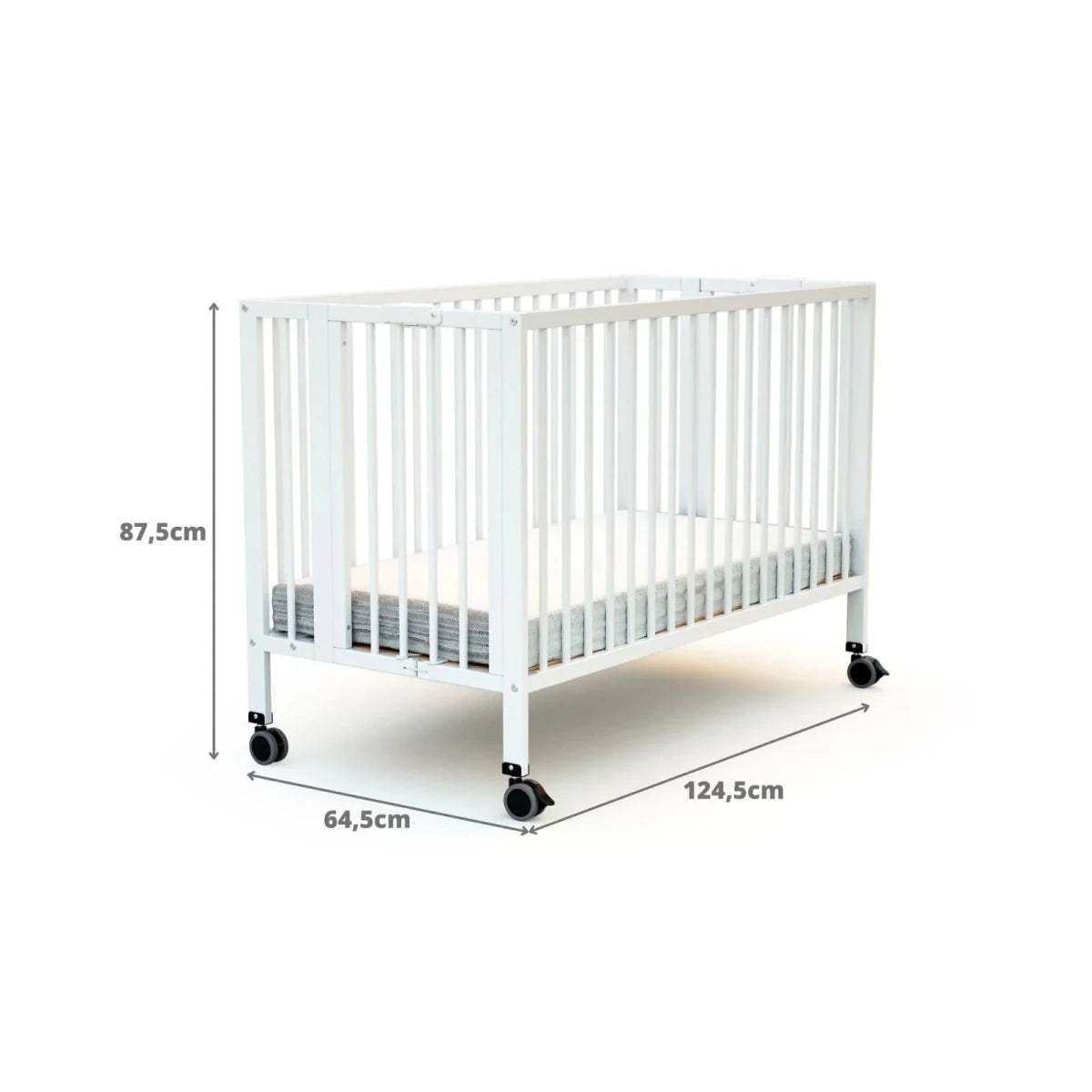 JuraBaby Flow Folding Wooden Cot Bed 60x120cm - White White - ebebek