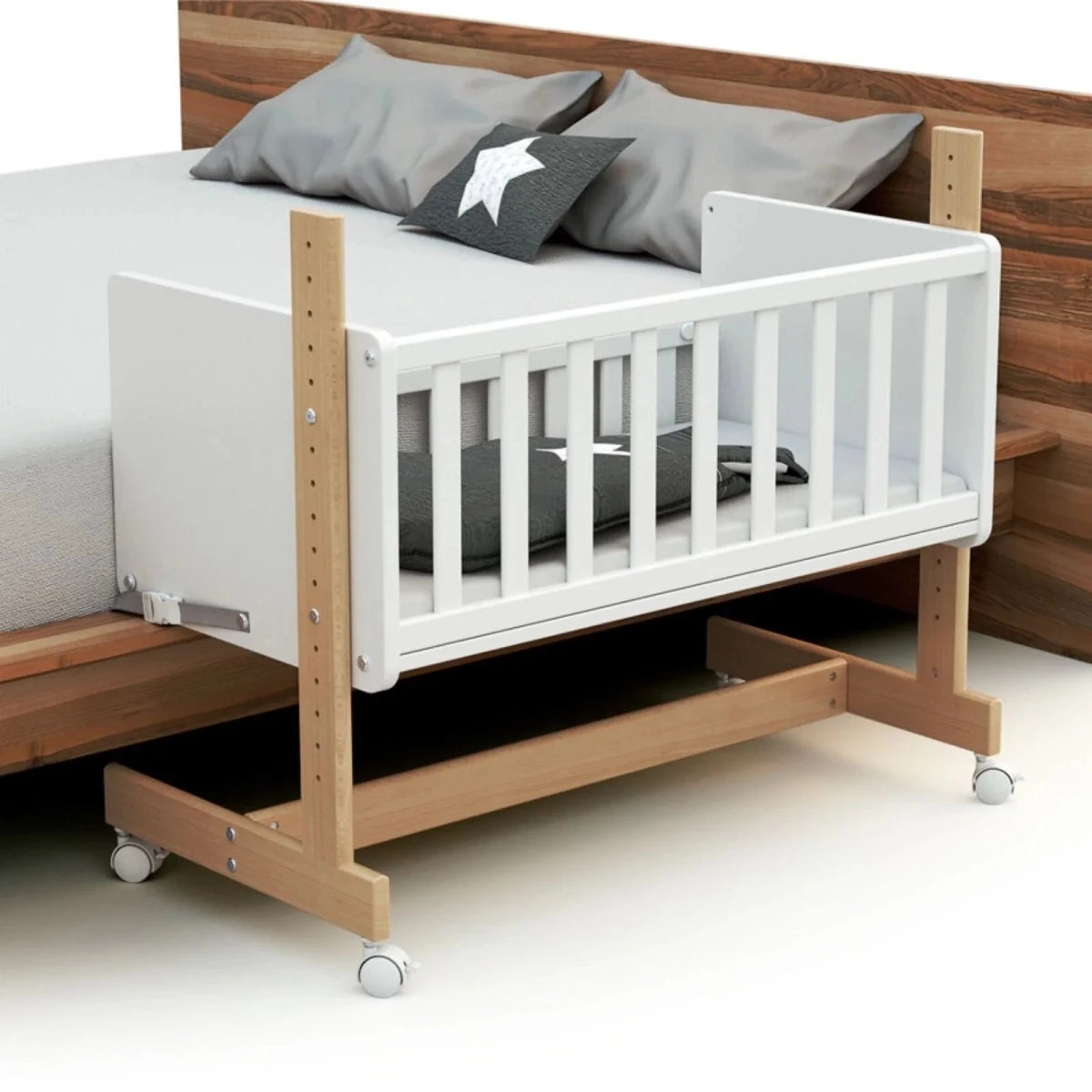 JuraBaby Nato Convertible Co-Sleeping Crib - White & Beech White & Beech - ebebek