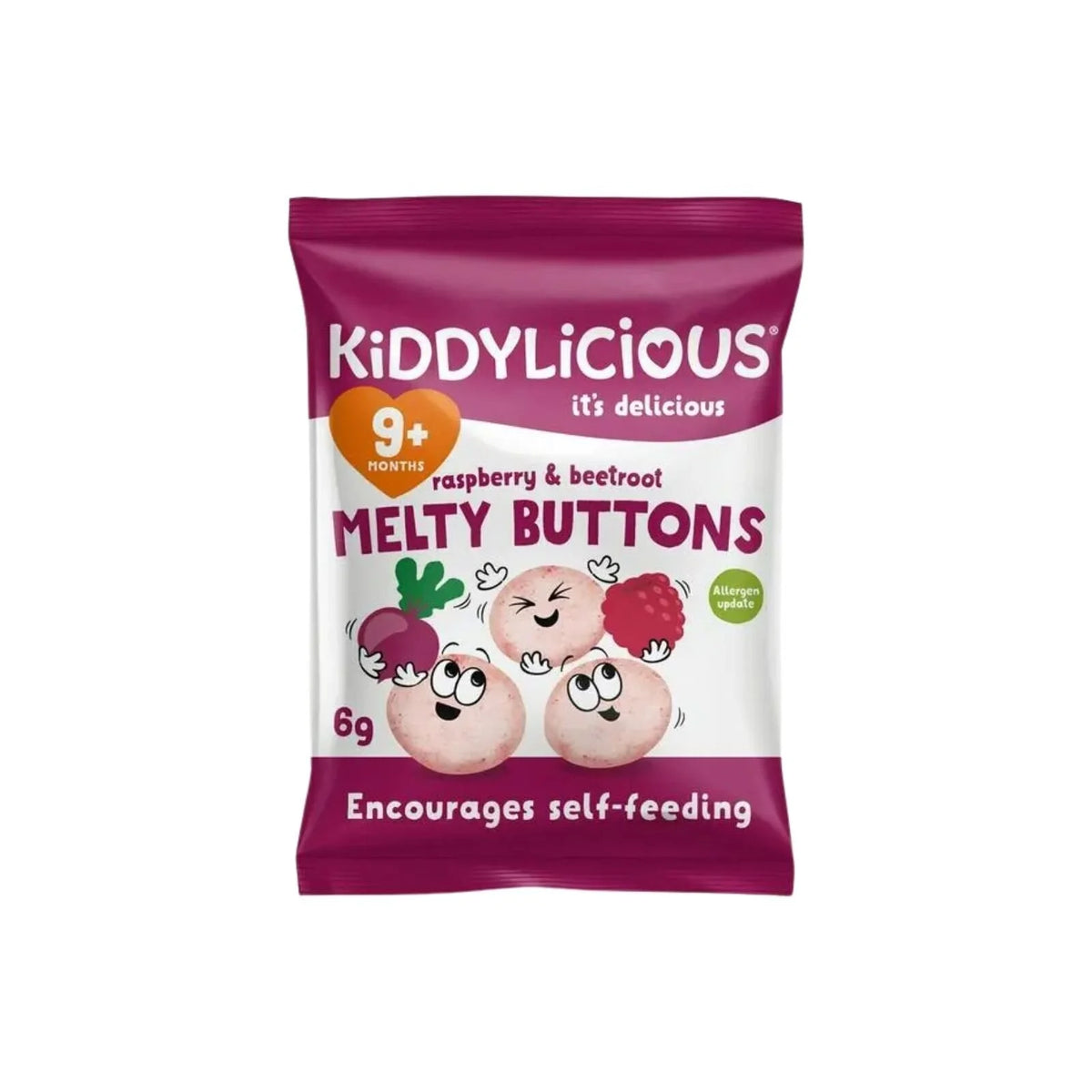 Kiddylicious Raspberry & Beetroot Melty Buttons 9+ months 6g