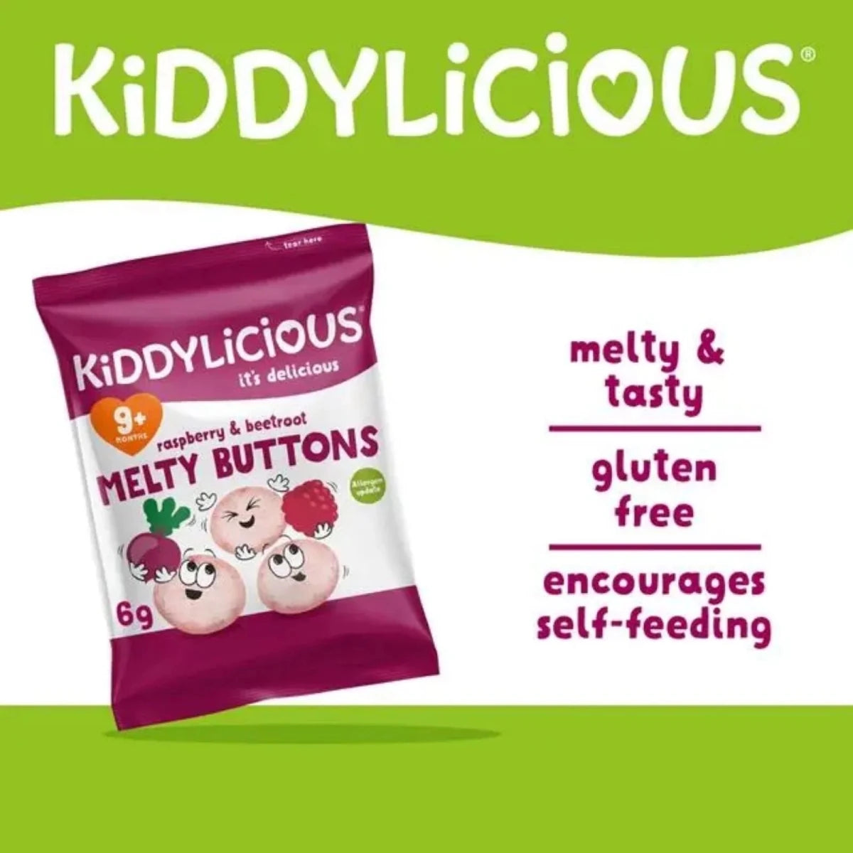 Kiddylicious Raspberry & Beetroot Melty Buttons 9+ months 6g - ebebek