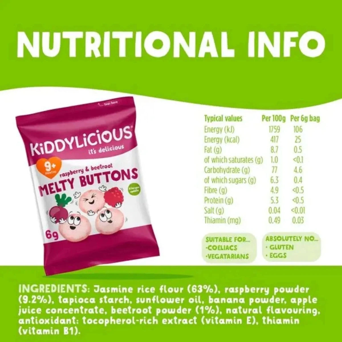Kiddylicious Raspberry & Beetroot Melty Buttons 9+ months 6g - ebebek