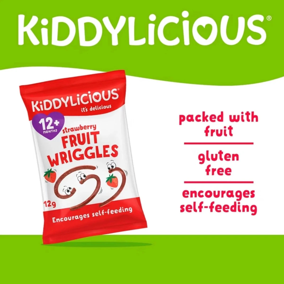 Kiddylicious Strawberry Fruit Wriggles 12+ months 12g - ebebek