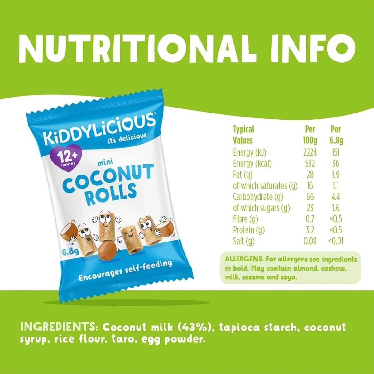 Kiddylicious Mini Coconut Rolls 12+ month