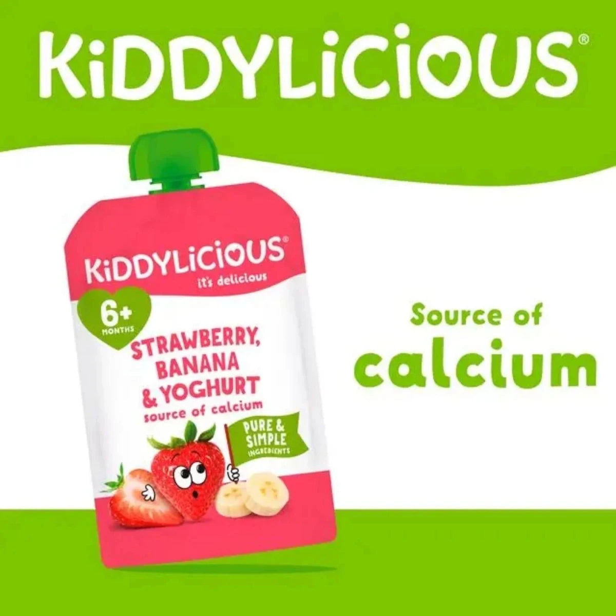 Kiddylicious Strawberry Yogurt 6+ months 400g (4x100g) - ebebek