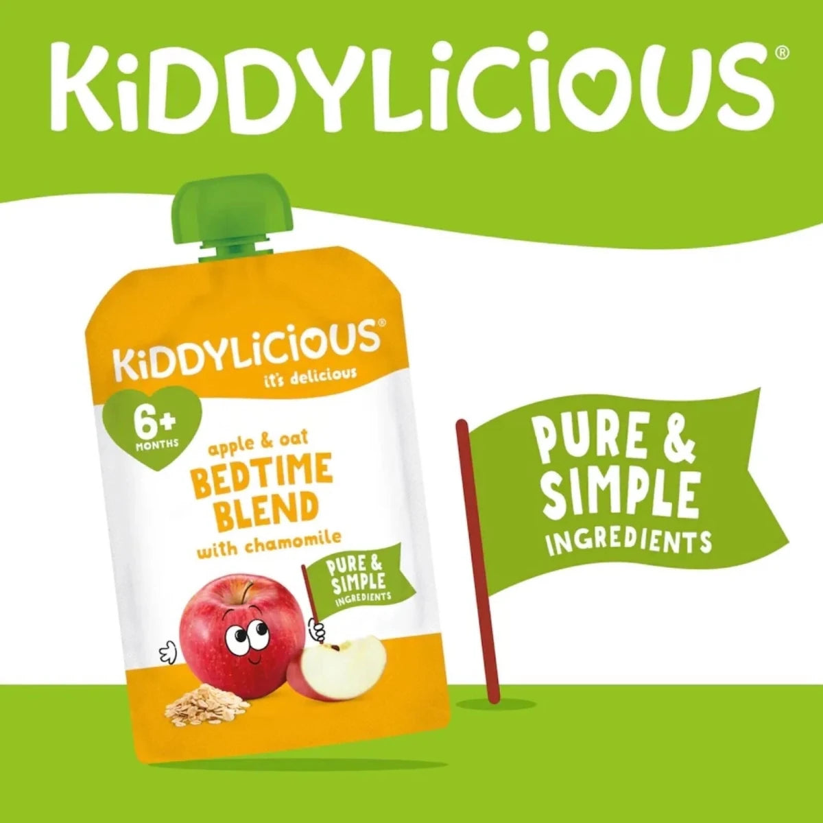 Kiddylicious Bedtime Blend Apple Oat 6+ months 400g (4x100g) - ebebek