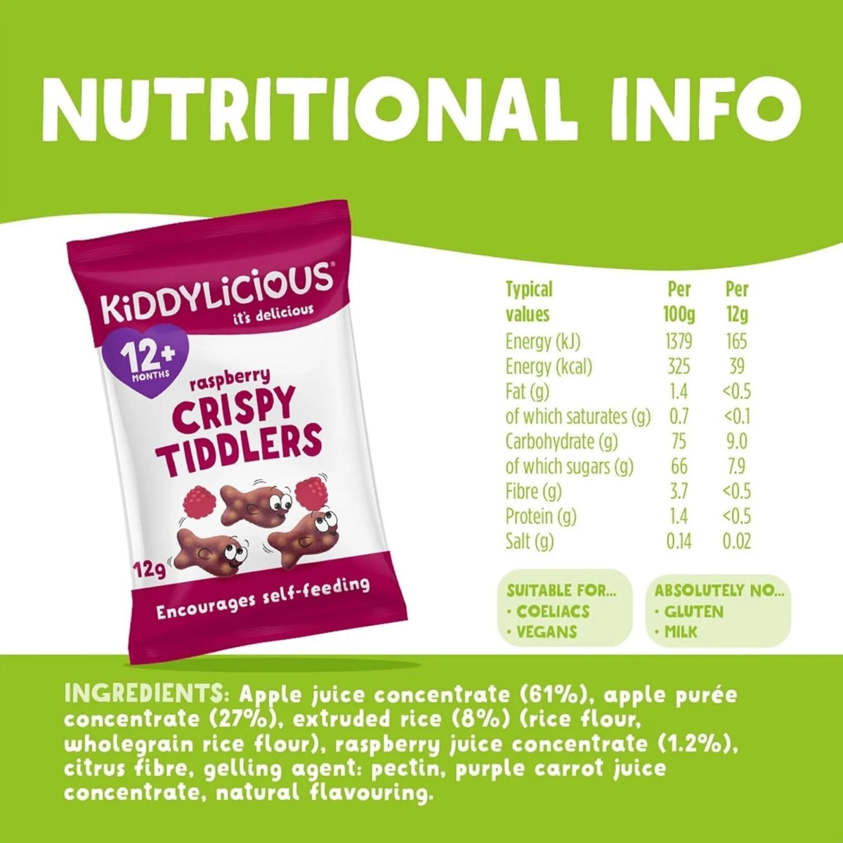 Kiddylicious Raspberry Crispy Tiddlers 12+ months 12g