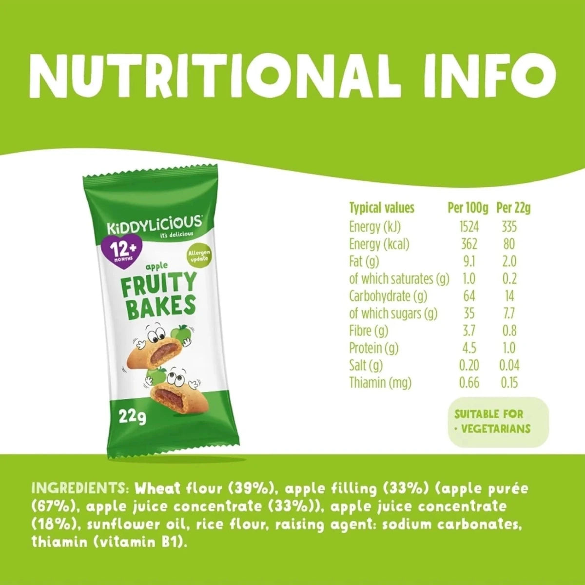 Kiddylicious Apple Fruity Bakes 12+ months 132g (6x22g) - ebebek