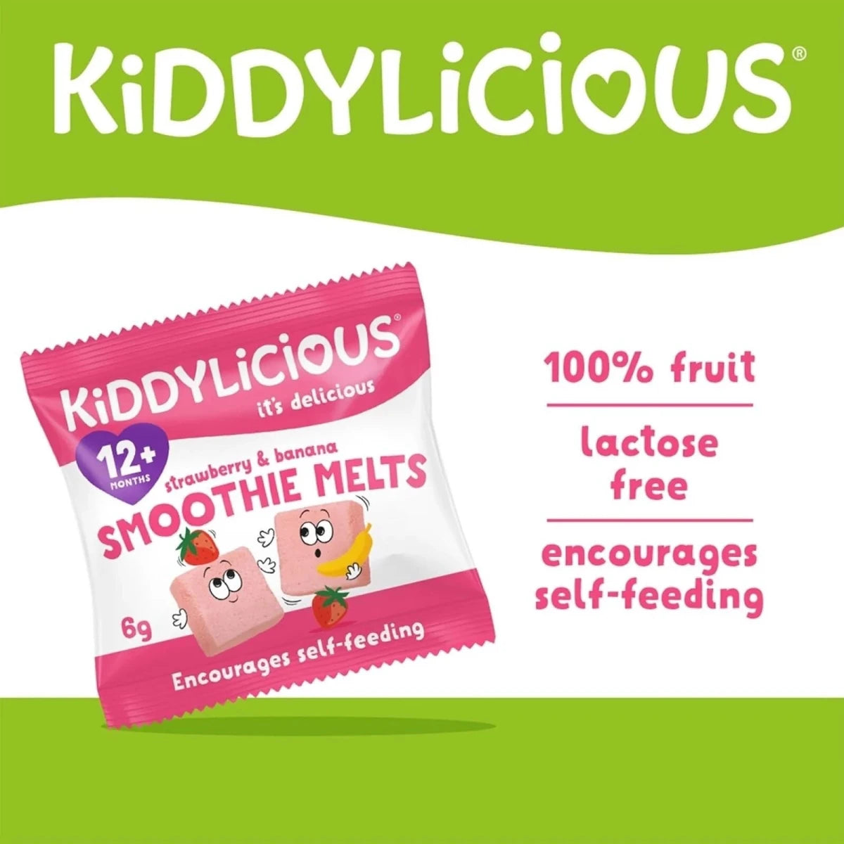 Kiddylicious Strawberry & Banana Smoothie Melts 12+ months 6g - ebebek