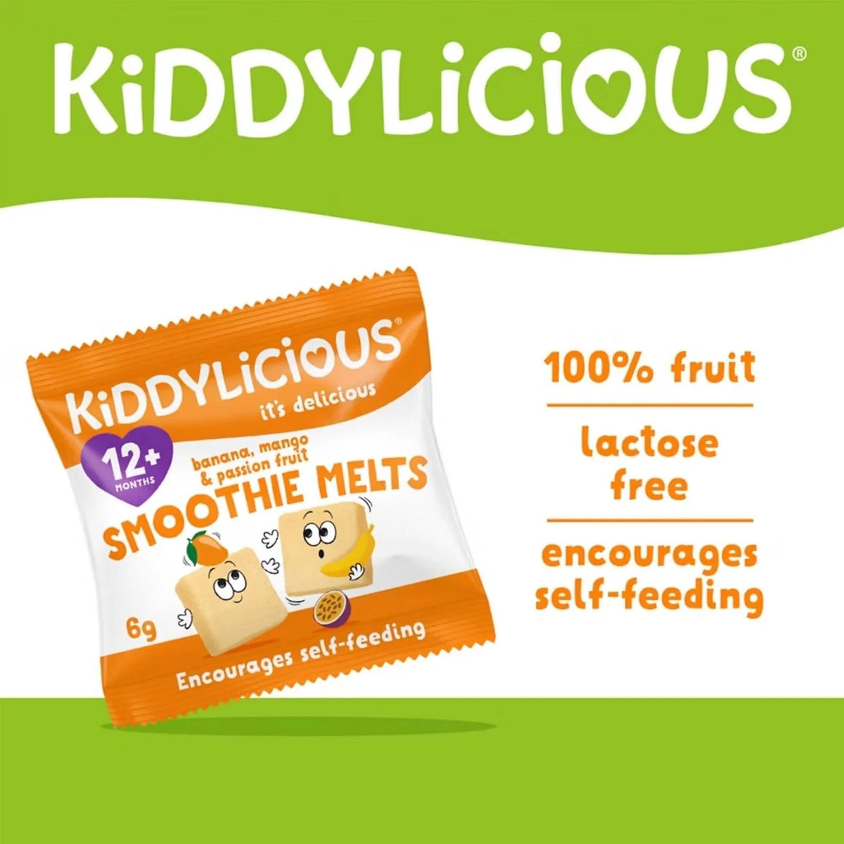 Kiddylicious Banana Mango & Passion Fruit Smoothie Melts 12+ months 24g (4x6g)
