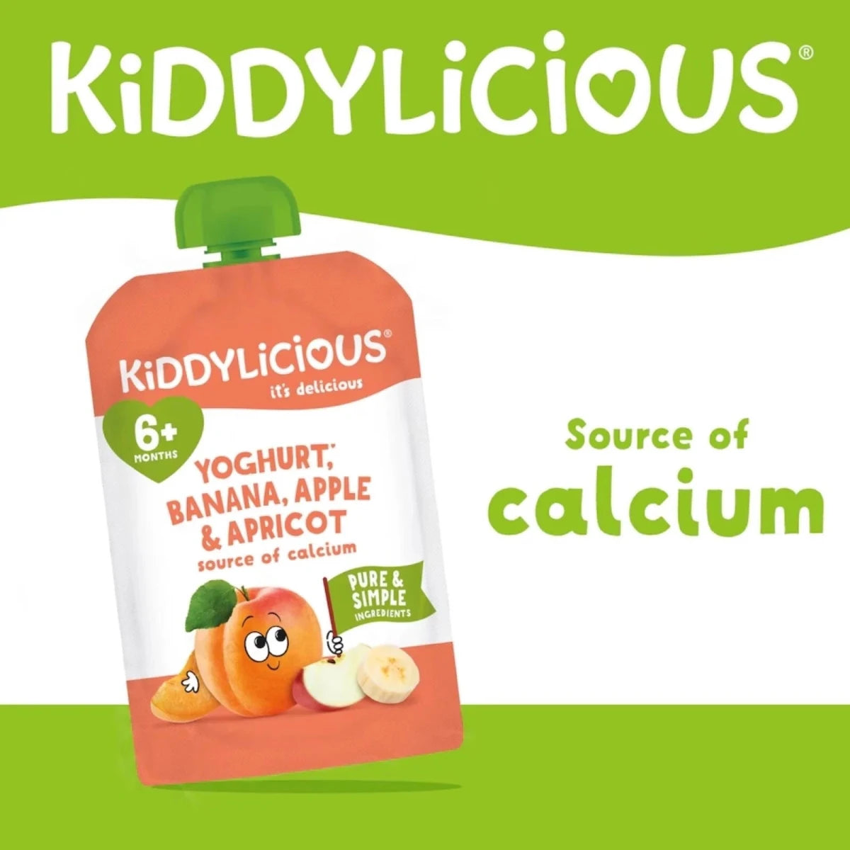 Kiddylicious Pouches Yogurt, Banana, Apple & Apricot 6+ months 100g - ebebek