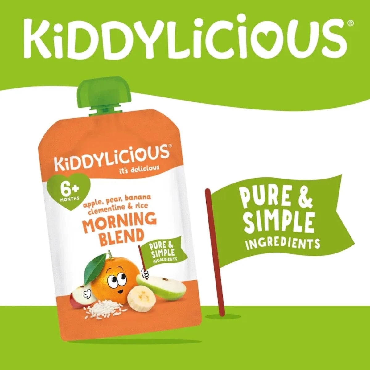 Kiddylicious Pouches Morning Blend Clementine Rice 6+ months 100g - ebebek