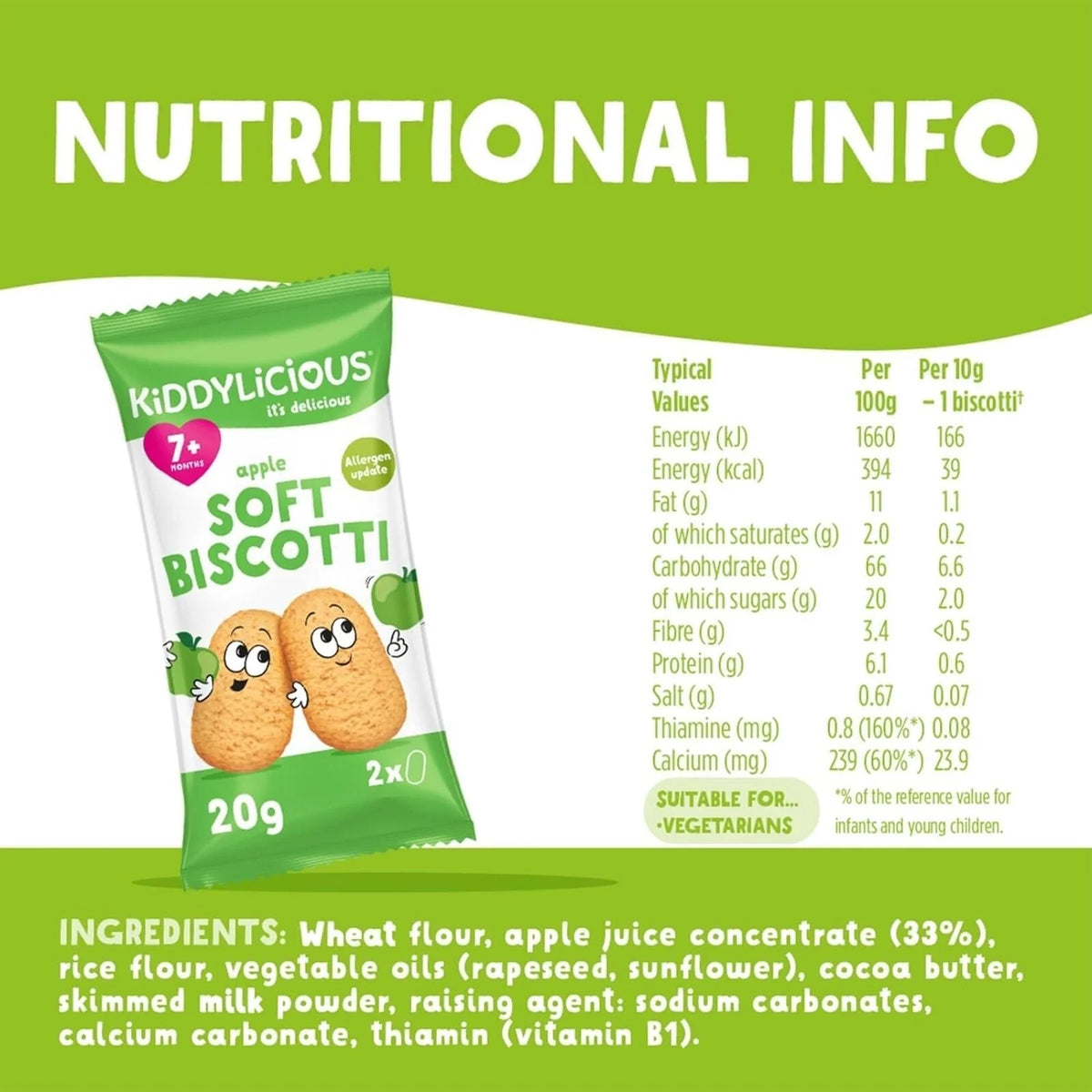 Kiddylicious Apple Biscotti 7+ months 120g (6x20g)