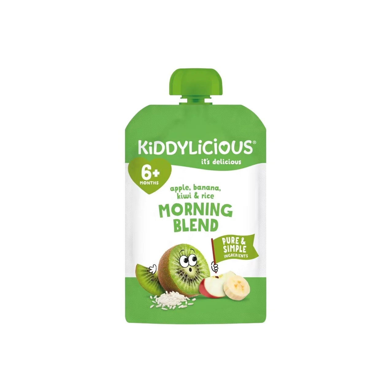 Kiddylicious Pouches Morning Blend Kiwi Rice 6+ months 100g