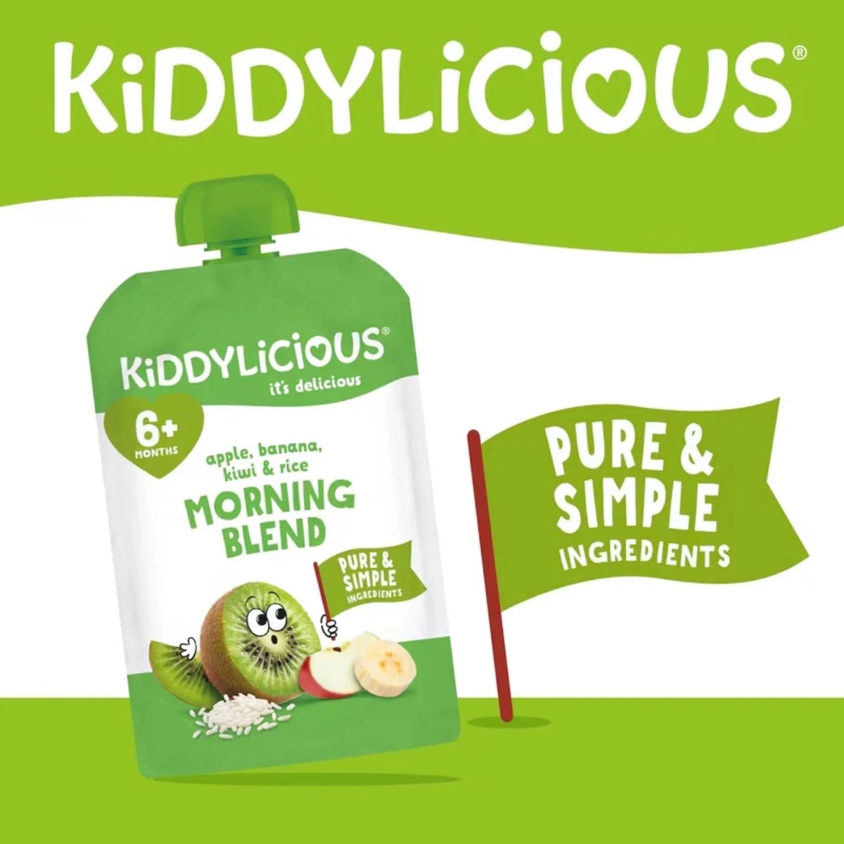 Kiddylicious Pouches Morning Blend Kiwi Rice 6+ months 100g - ebebek