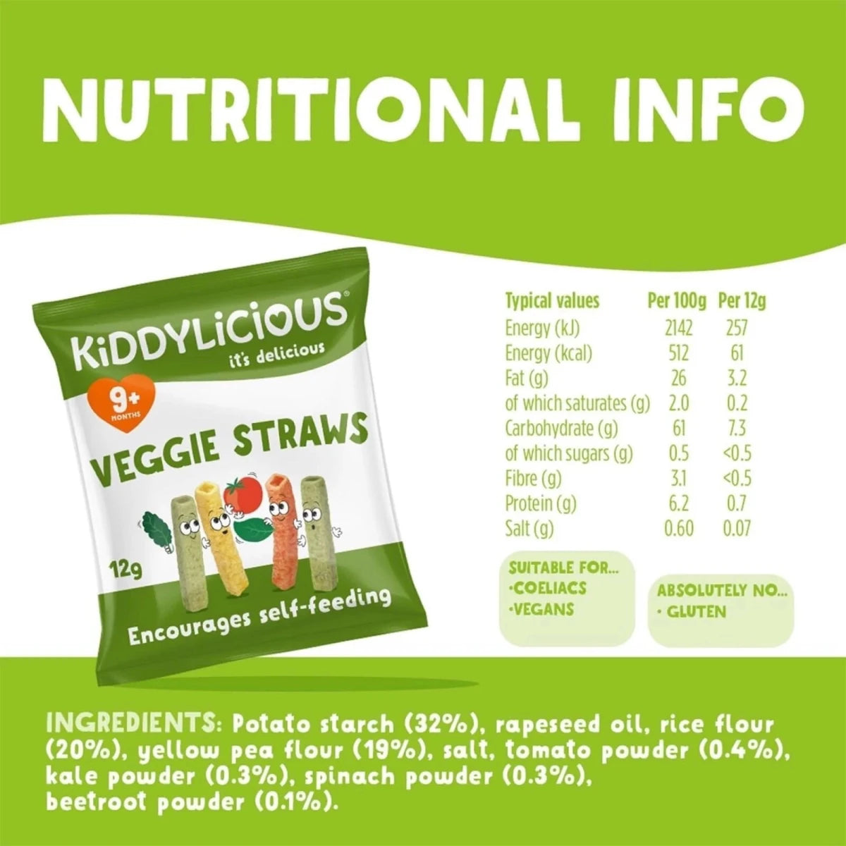 Kiddylicious Veggie Straws 9+ months 12g - ebebek