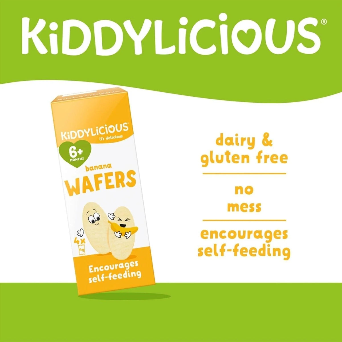 Kiddylicious Mini Banana Wafers 6+ months 16g (4x4g)