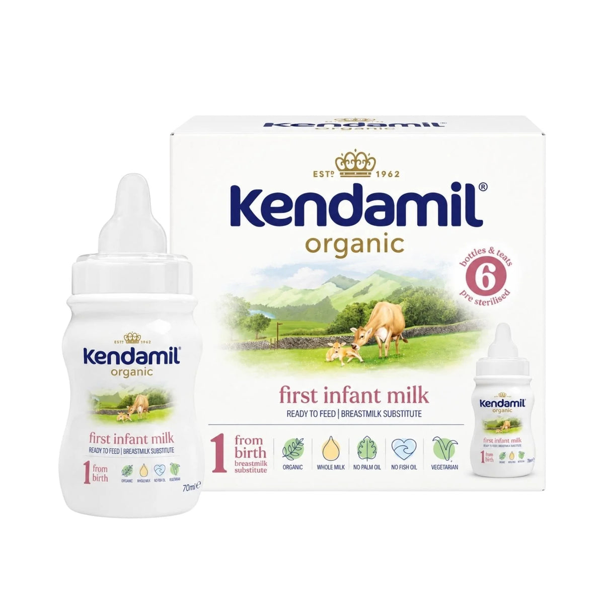 Kendamil Organic Ready to Feed First Infant Milk Starter Pack 0-6 months 420ml (6x70ml)