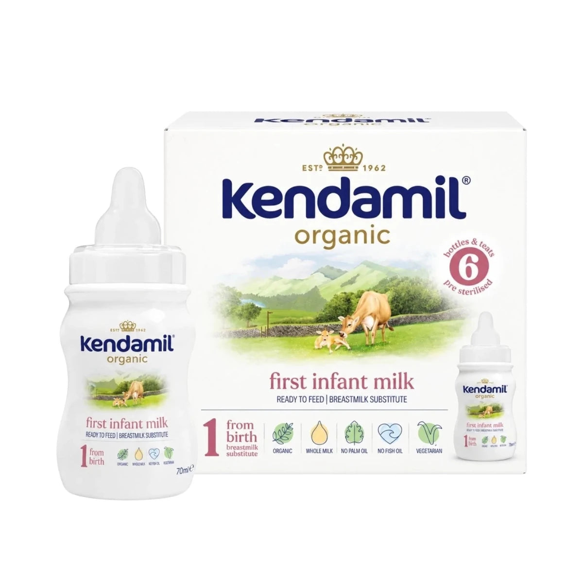 Kendamil Organic Ready to Feed First Infant Milk Starter Pack 0-6 months 420ml (6x70ml) - ebebek